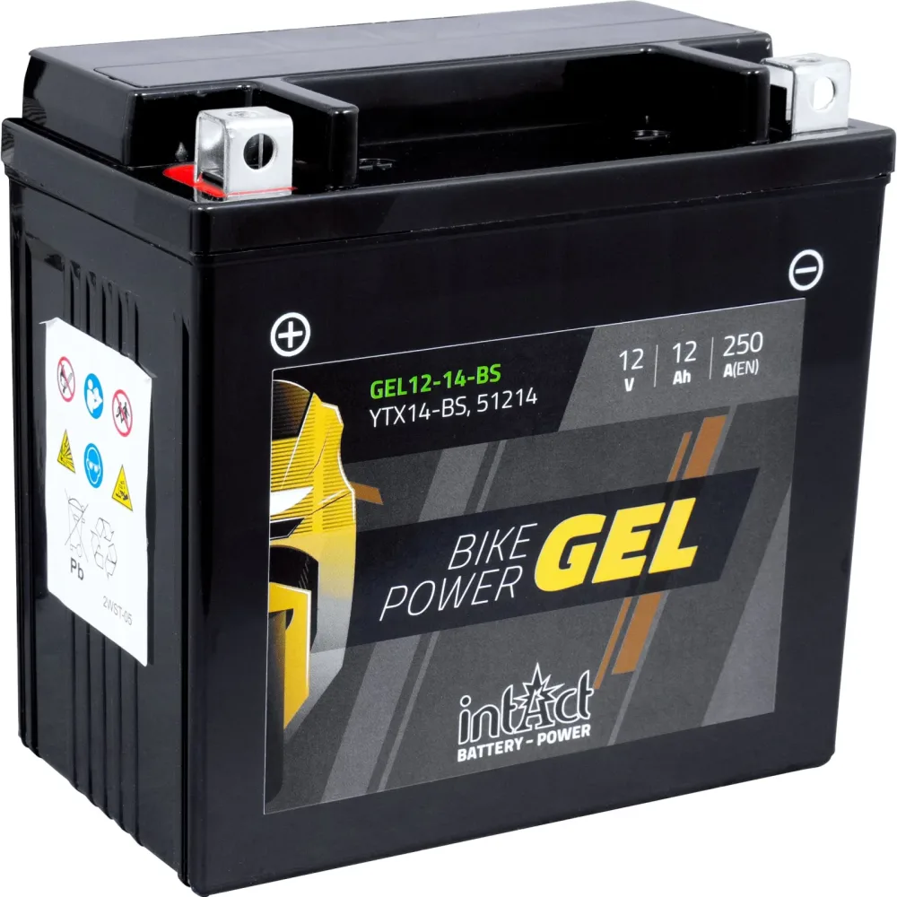 intAct Batterie Bike Power Gel geschlossen YTX14-BS  12V, 12Ah - Motorradteile & Ersatzteile - Batterien