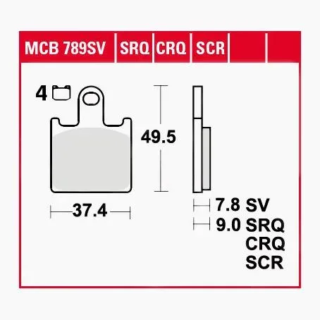 TRW Lucas Bremsbeläge Sintermetall Street MCB789SV 37,4x49,5x7,8mm - Motorradteile & Ersatzteile - Bremsen