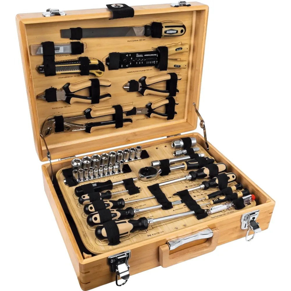 Mannesmann Werkzeugkoffer Ecoline Bambus 108-teilig - Aktionen - Einmotten-Weiterfahren
