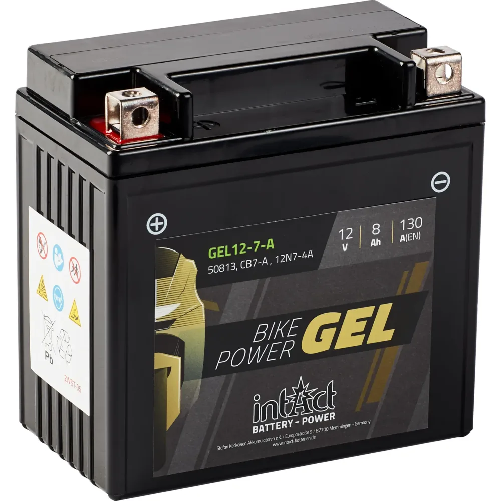 intAct Batterie Bike Power Gel geschlossen B7-A  12 Volt, 8Ah (CB7- - Motorradteile & Ersatzteile - Batterien