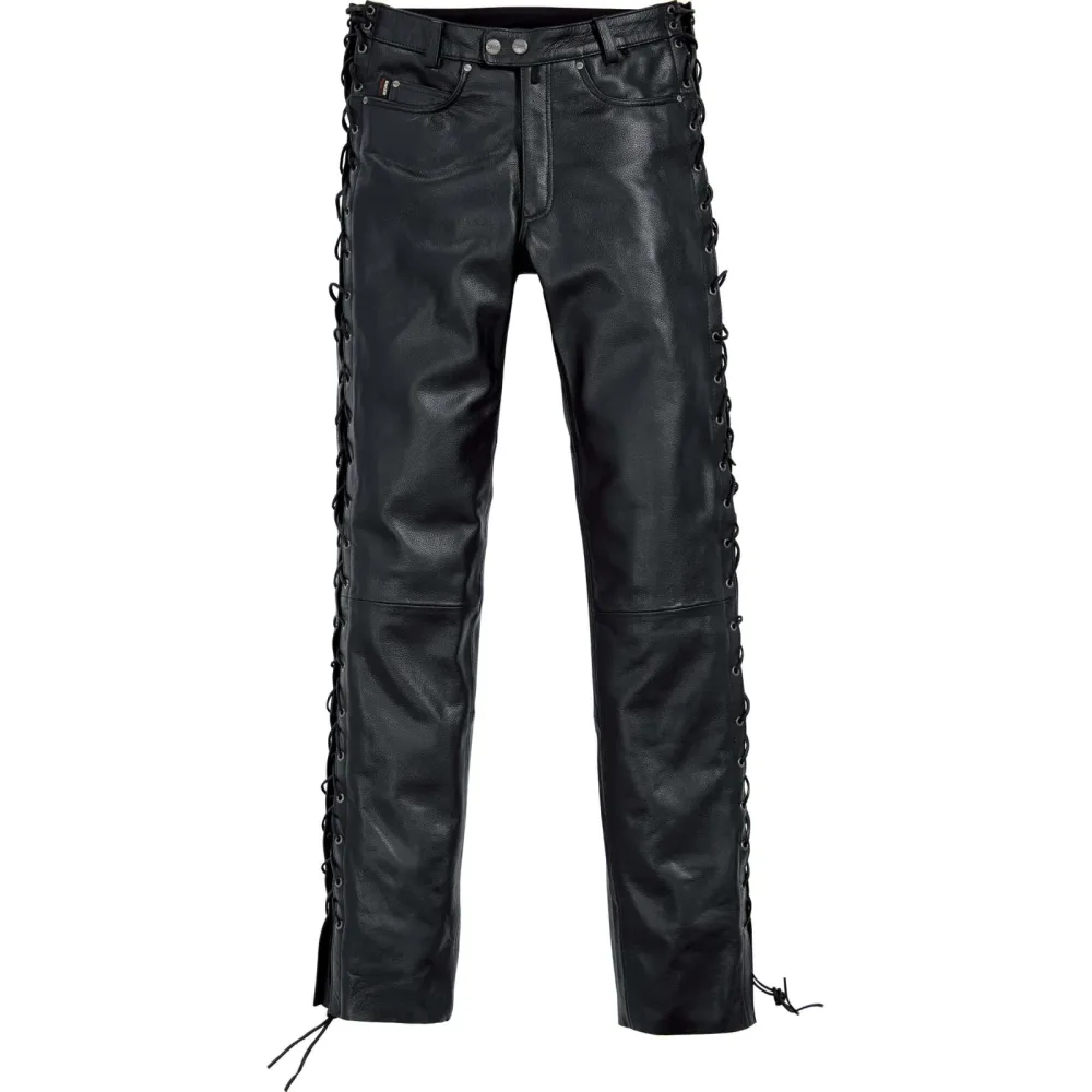 Spirit Motors Schnür-Lederhose 1.0 schwarz - Motorradbekleidung - Chopper Motorradbekleidung