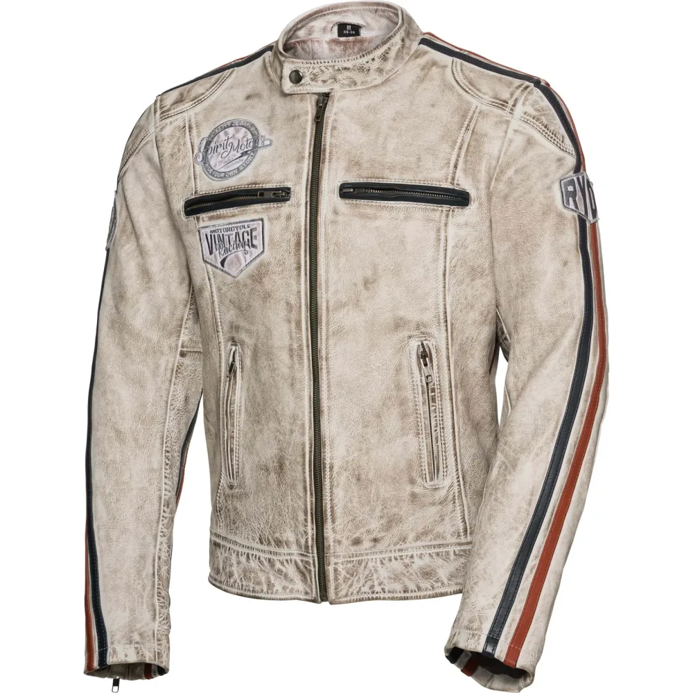 Spirit Motors Retro-Style Lederjacke 3.0 weiß M - Motorradbekleidung - Chopper Motorradbekleidung