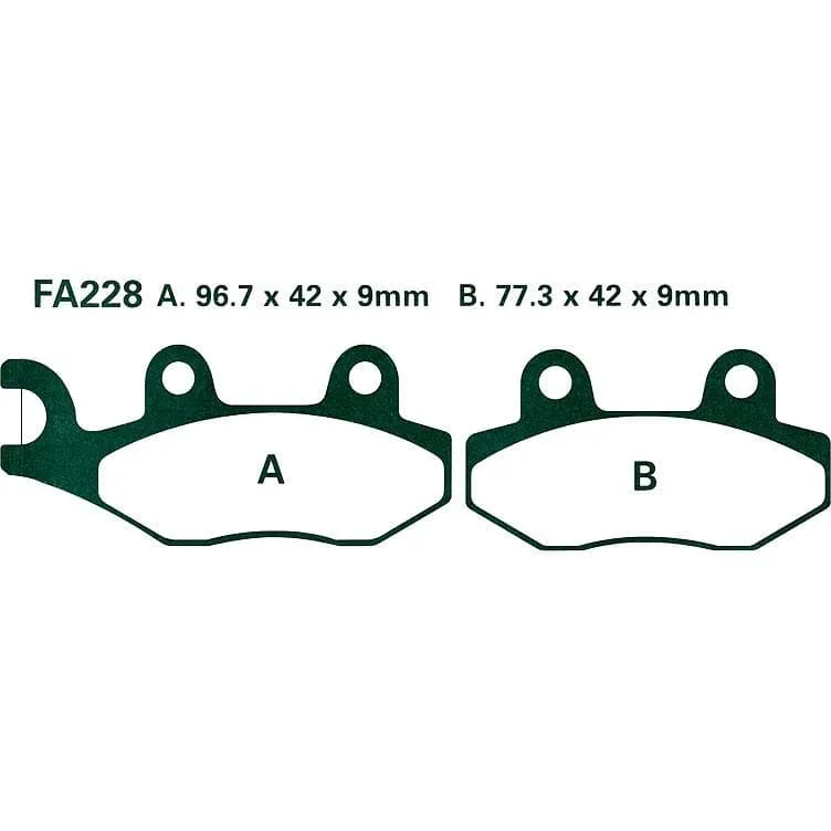 Hi-Q Bremsbeläge organisch FA228 96,7/77,3x42x9mm - Motorradteile & Ersatzteile - Bremsen