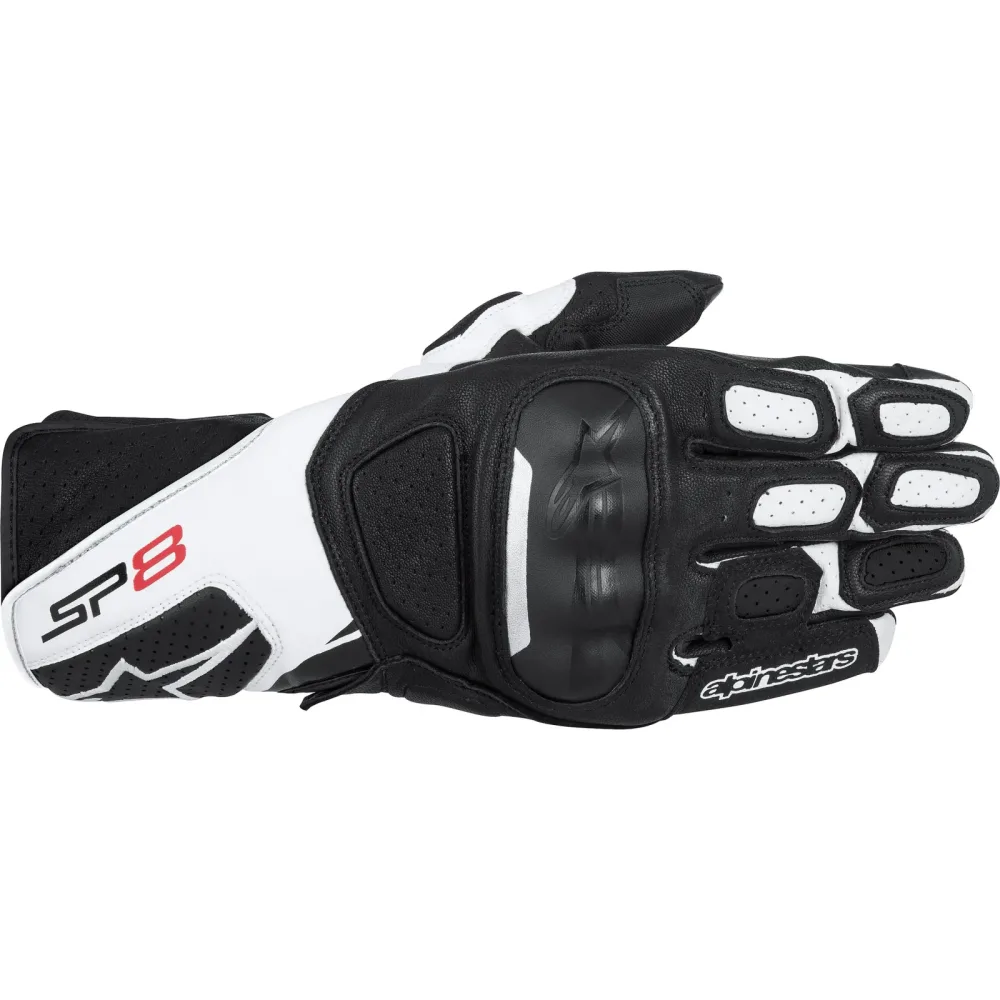 Alpinestars SP-8 V2 Lederhandschuh schwarz/weiß - Motorradbekleidung - Sport Motorradbekleidung