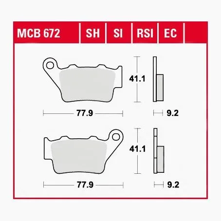 TRW Lucas Bremsbeläge organisch ECO MCB672EC 77,9x41,1x9,2mm - Motorradteile & Ersatzteile - Bremsen