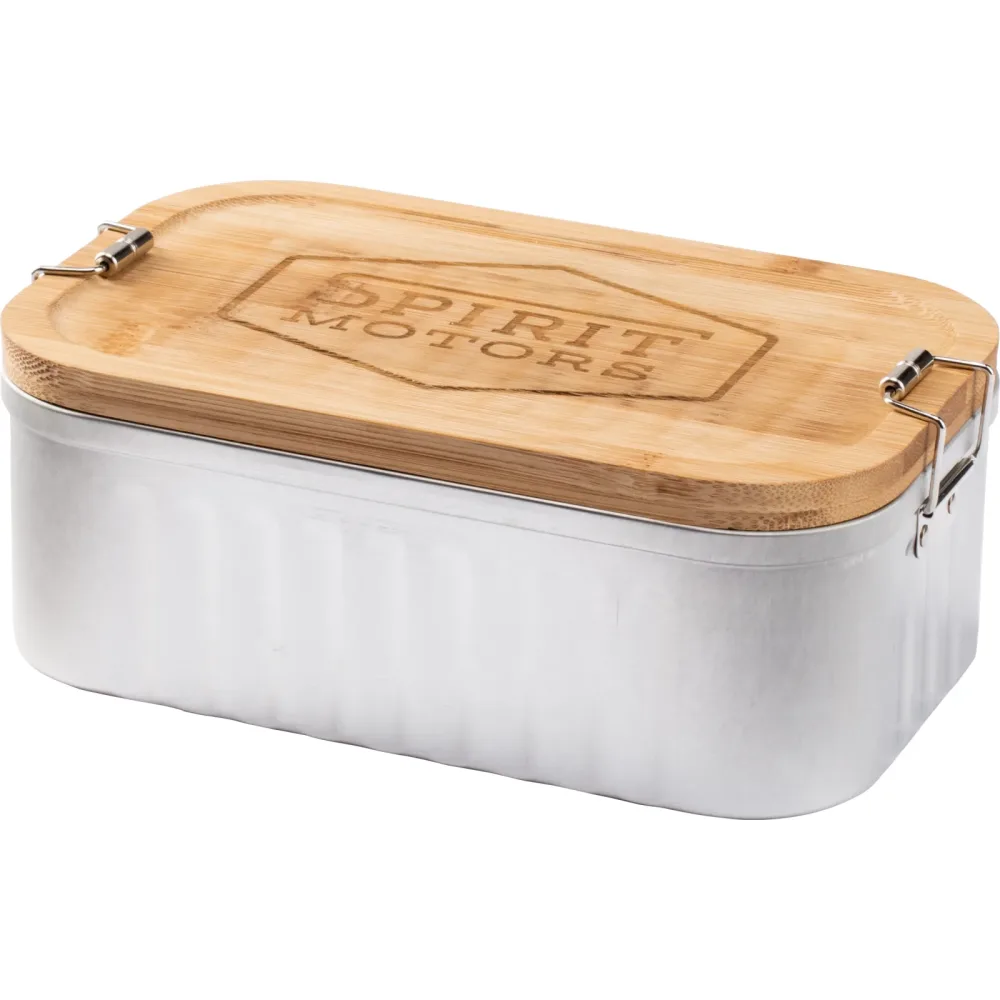 Spirit Motors Lunchbox Metall mit Bambusdeckel - Motorradzubehör - Geschenkideen