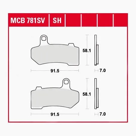 TRW Lucas Bremsbeläge Sintermetall Street MCB781SH 91,5x58,1x7mm - Motorradteile & Ersatzteile - Bremsen