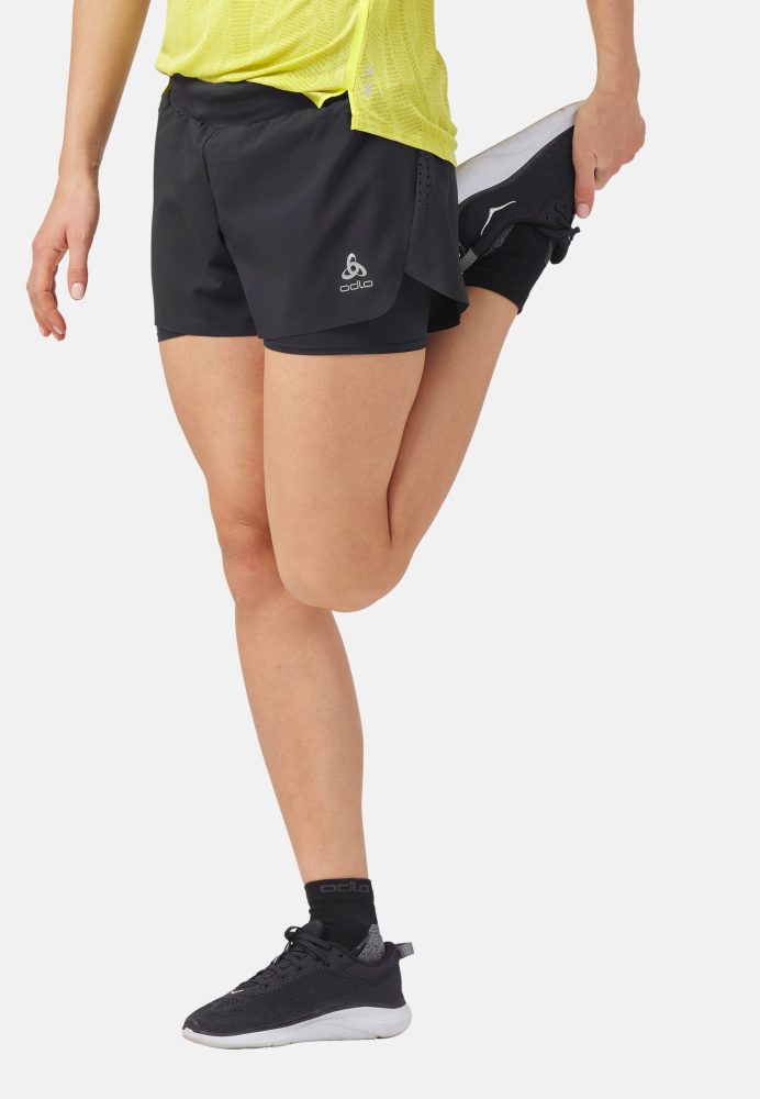 Odlo Zeroweight 3 Inch 2-In-1 Laufshorts für Damen - Training, Running - schwarz, XS