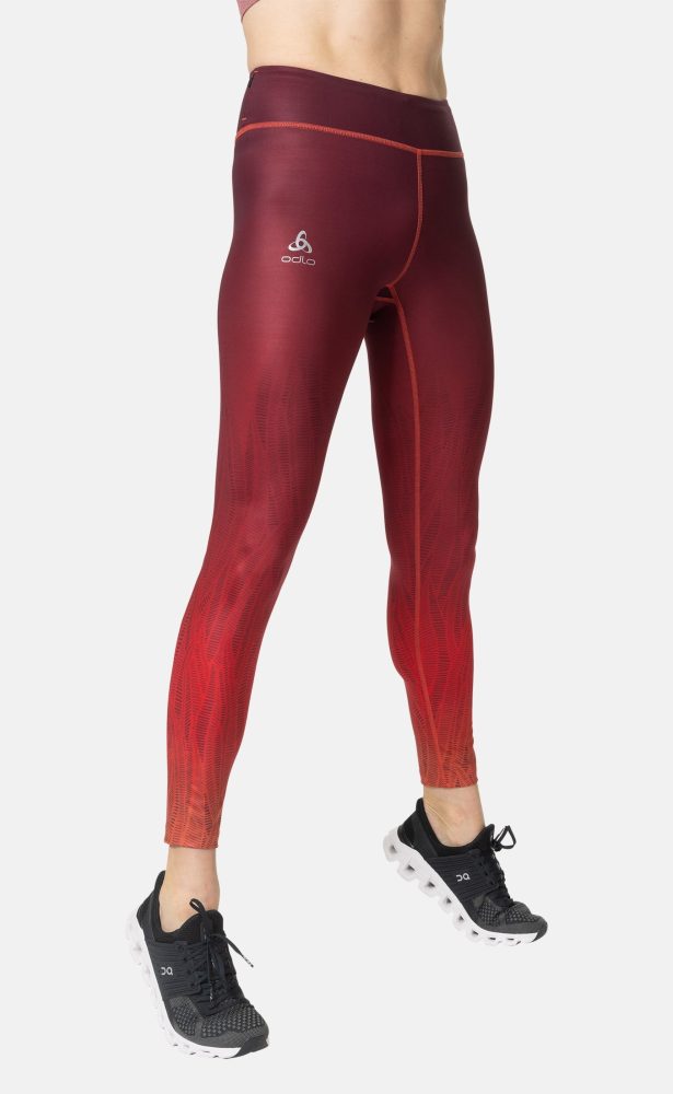 Odlo Zeroweight Lauftights mit Print für Damen - Training, Running - rot, XS
