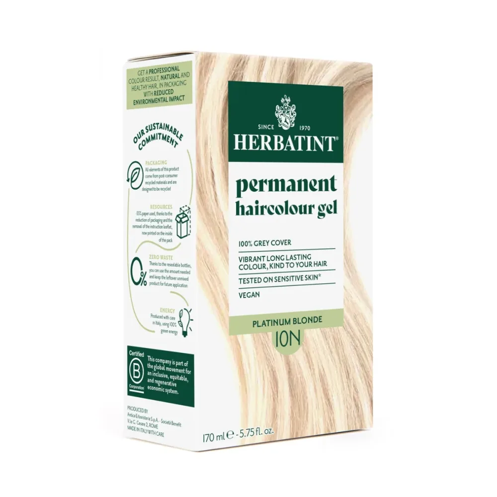 Herbatint Permanentes Haarfärbegel, Platin Blond (10N), 100 % Grauhaar Abdeckung
