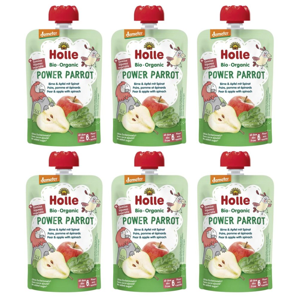 Holle Power Parrot Pouchy Birne Apfel Spinat 6x 100 g