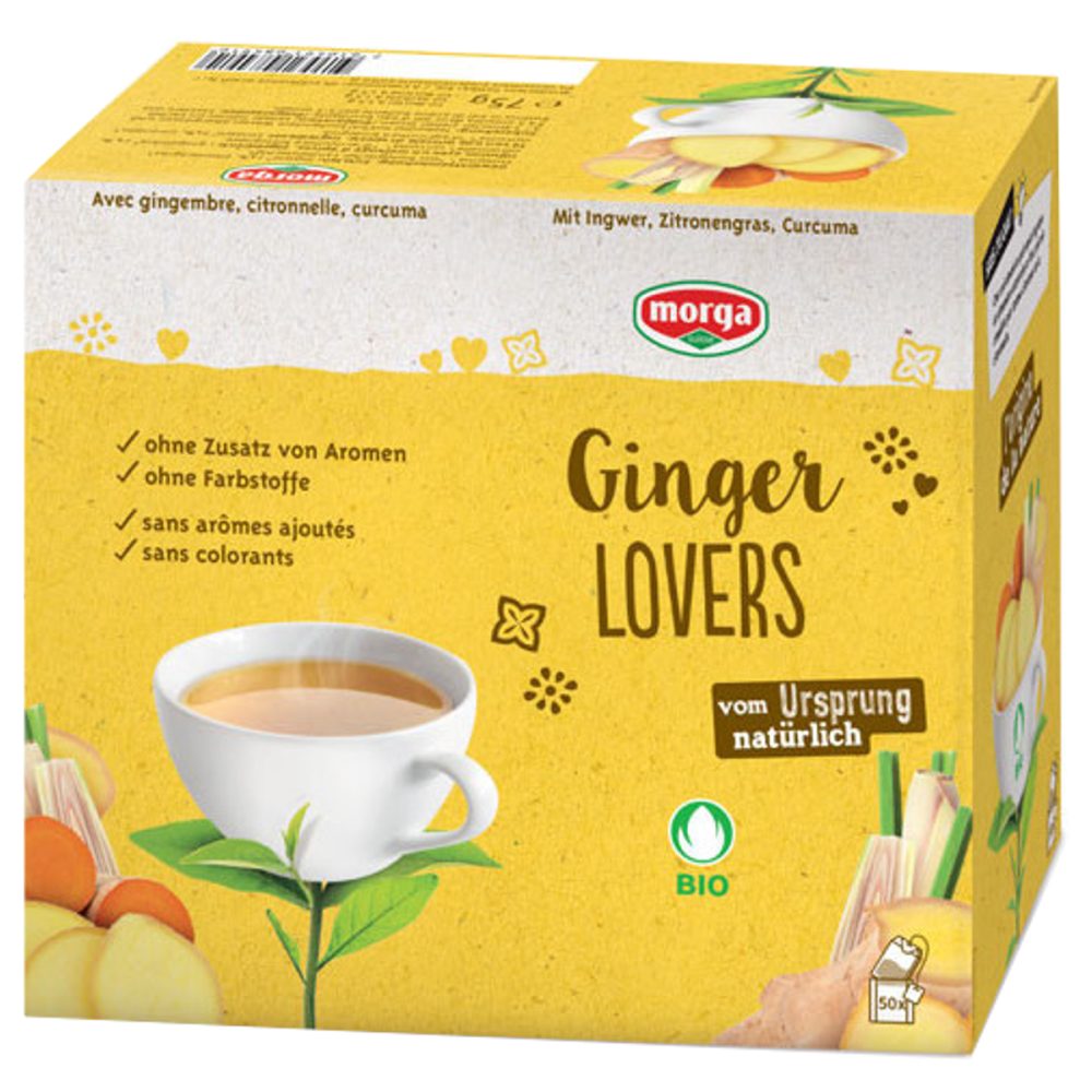 Morga Ginger Lovers Tee mit Hülle Bio Knospe 50 Stück