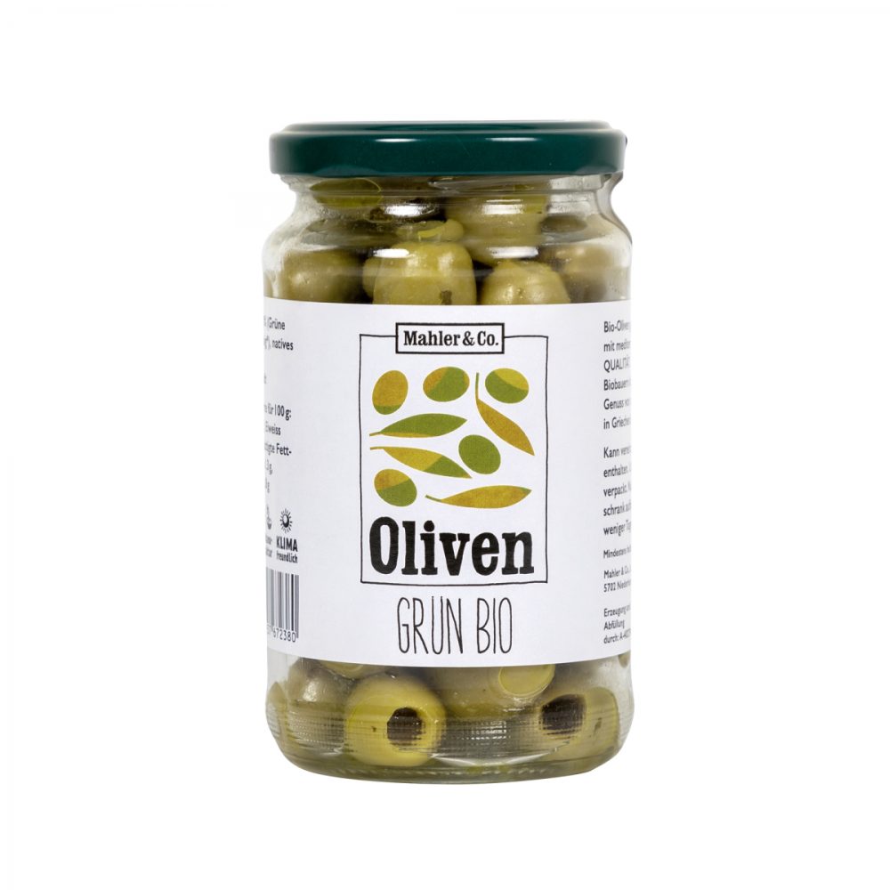 Mahler grüne Oliven Bio ohne Stein 170 g