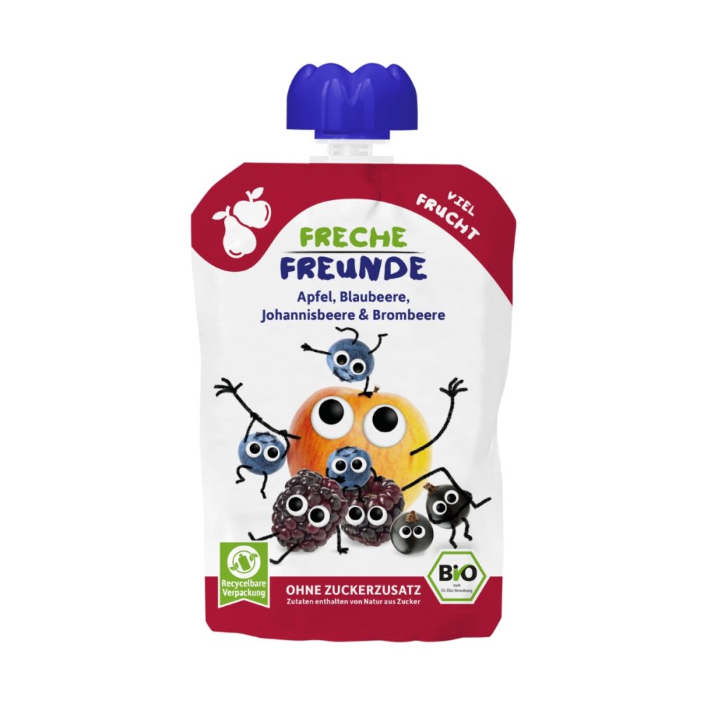 Freche Freunde Quetschie Apfel, Blaubeere, Johannisbeere & Brombeere 100 g