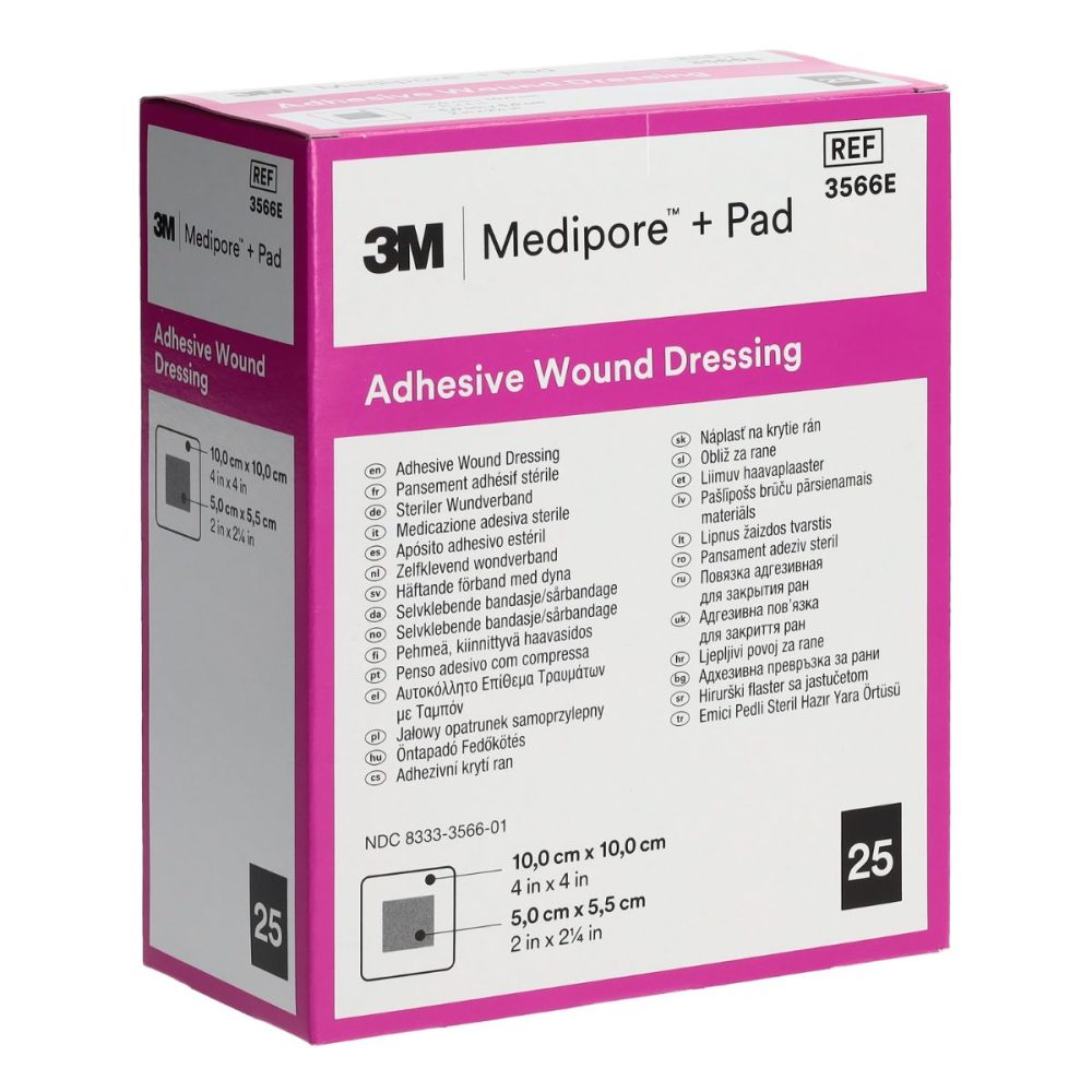 3M Medipore+Pad 10 x 10 cm Wundkissen 5 x 5.5 cm 25 Stück