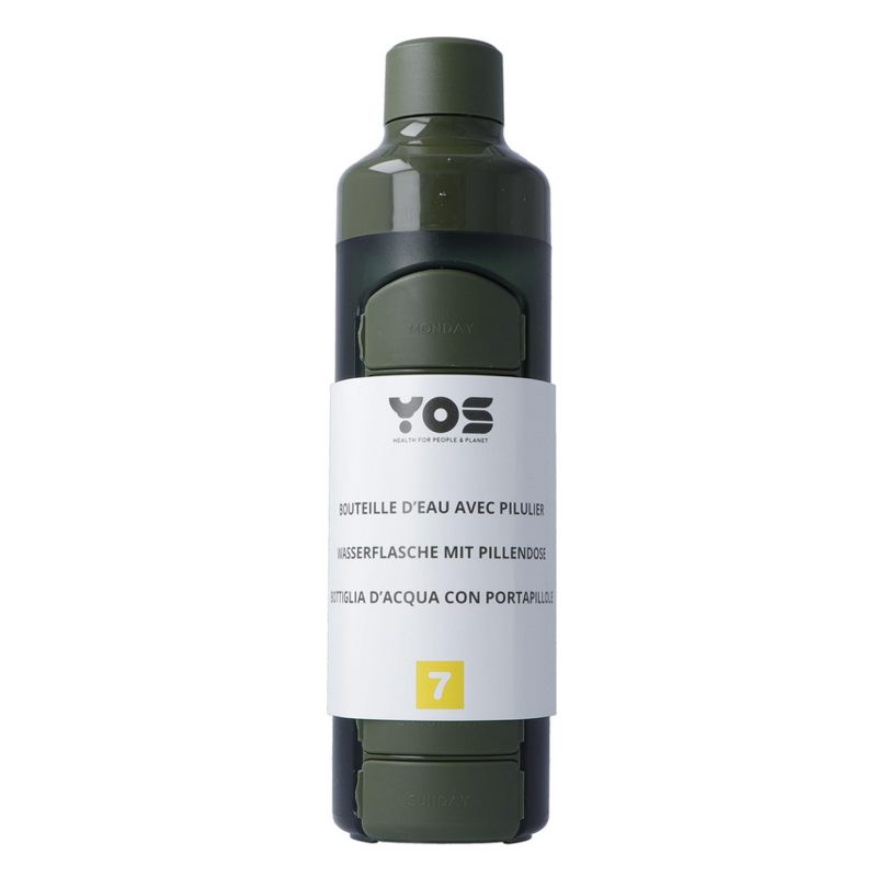 YOS Wasserflasche Grün 375 ml mit Wochendispender