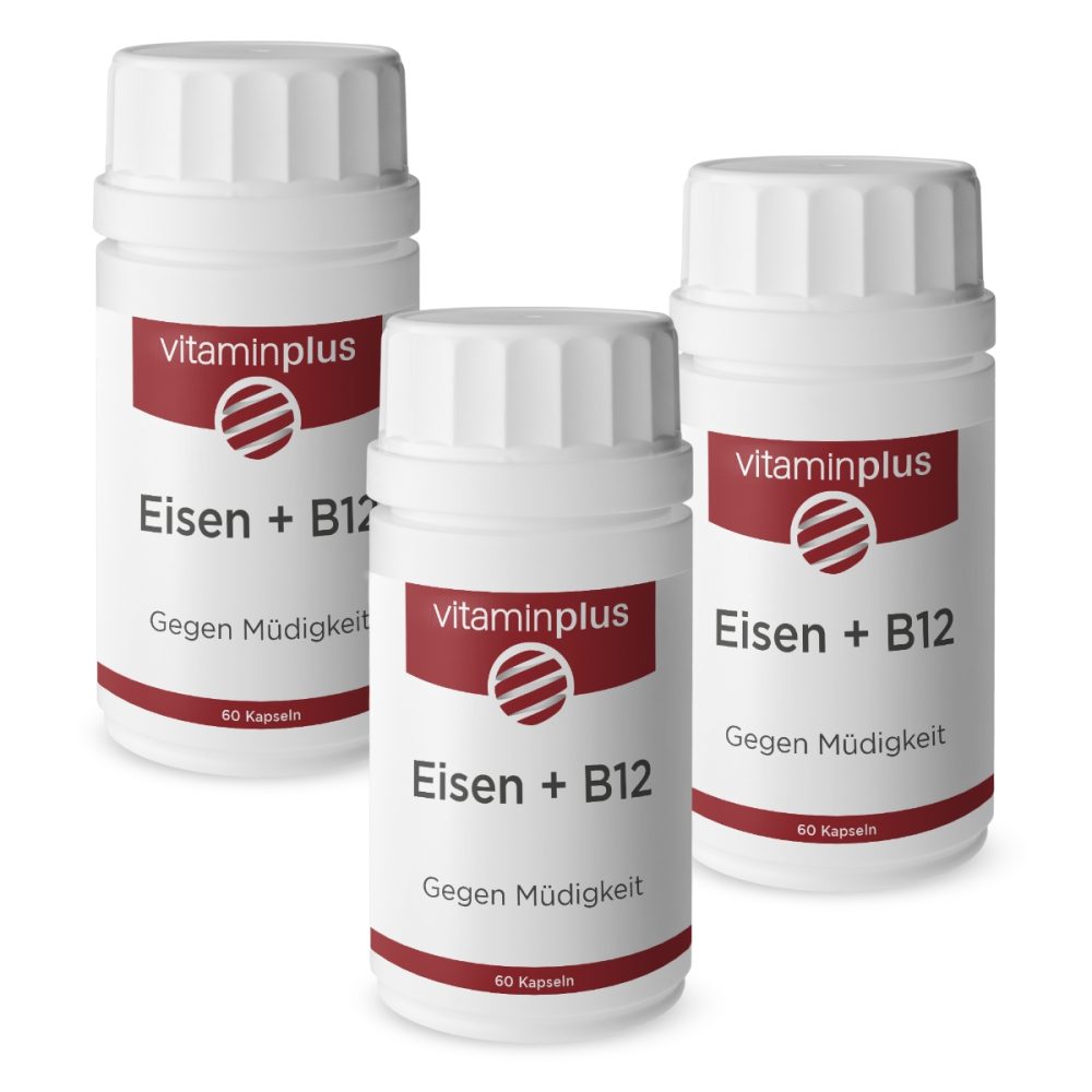 Vitaminplus Eisen 21mg + Vitamin B12 vegan Kapseln 3x 60 Stück