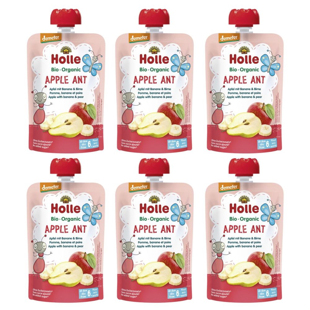 Holle Apple Ant Pouchy Apfel Banane Birne 6x 100 g