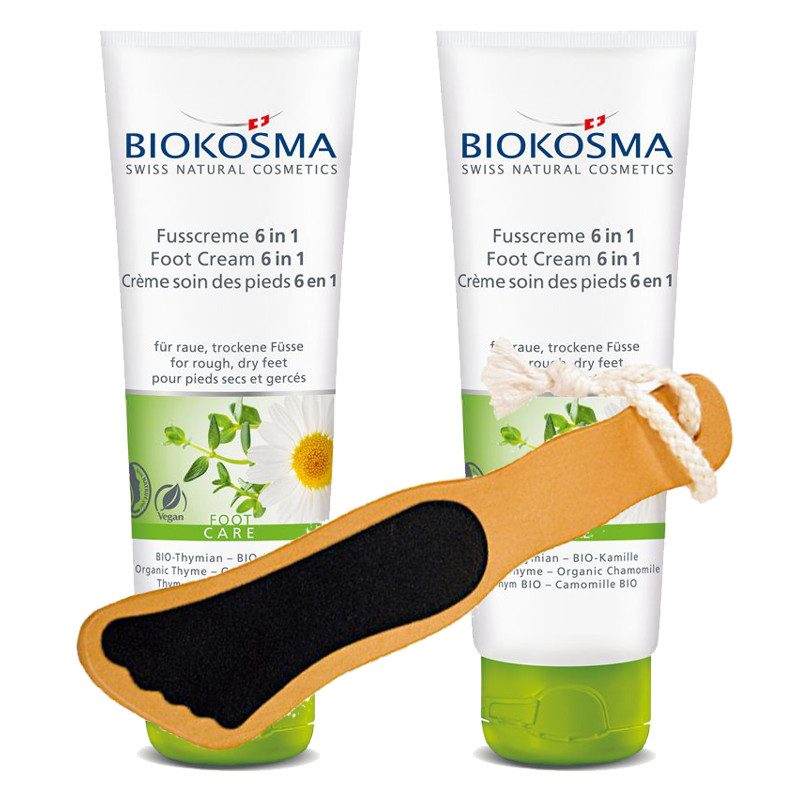 BIOKOSMA Fusscreme 6 in 1 Tube 75 ml Duo mit Fussfeile