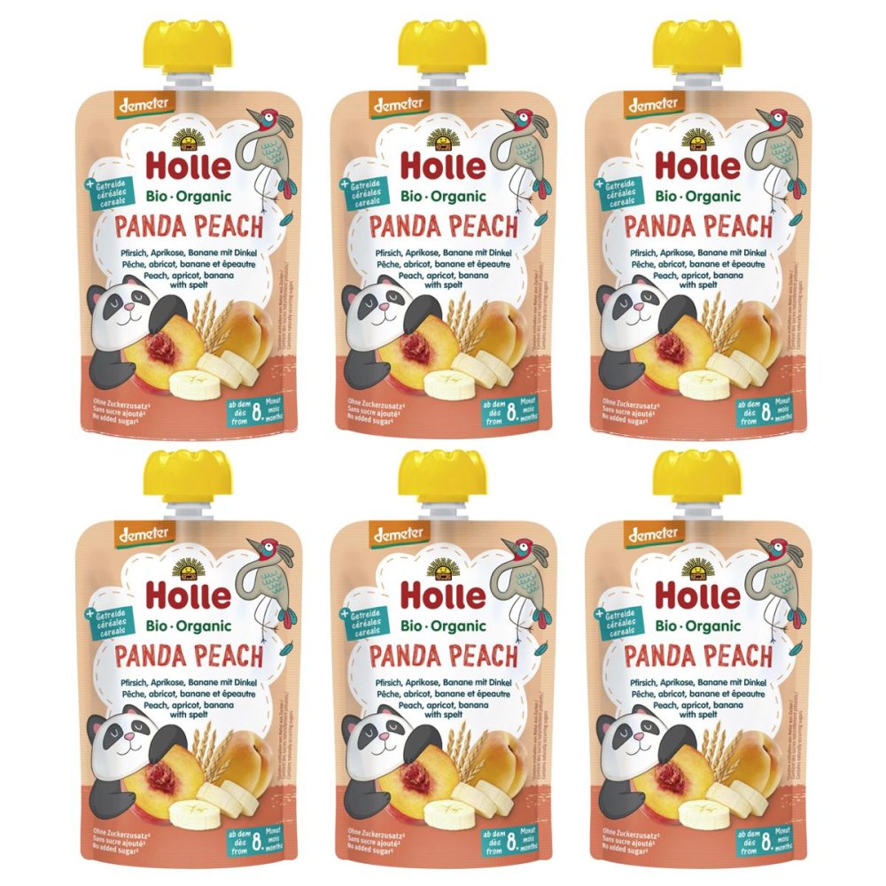 Holle Panda Peach Pouchy Pfirsich Aprikose Banane und Dinkel 6x 100 g