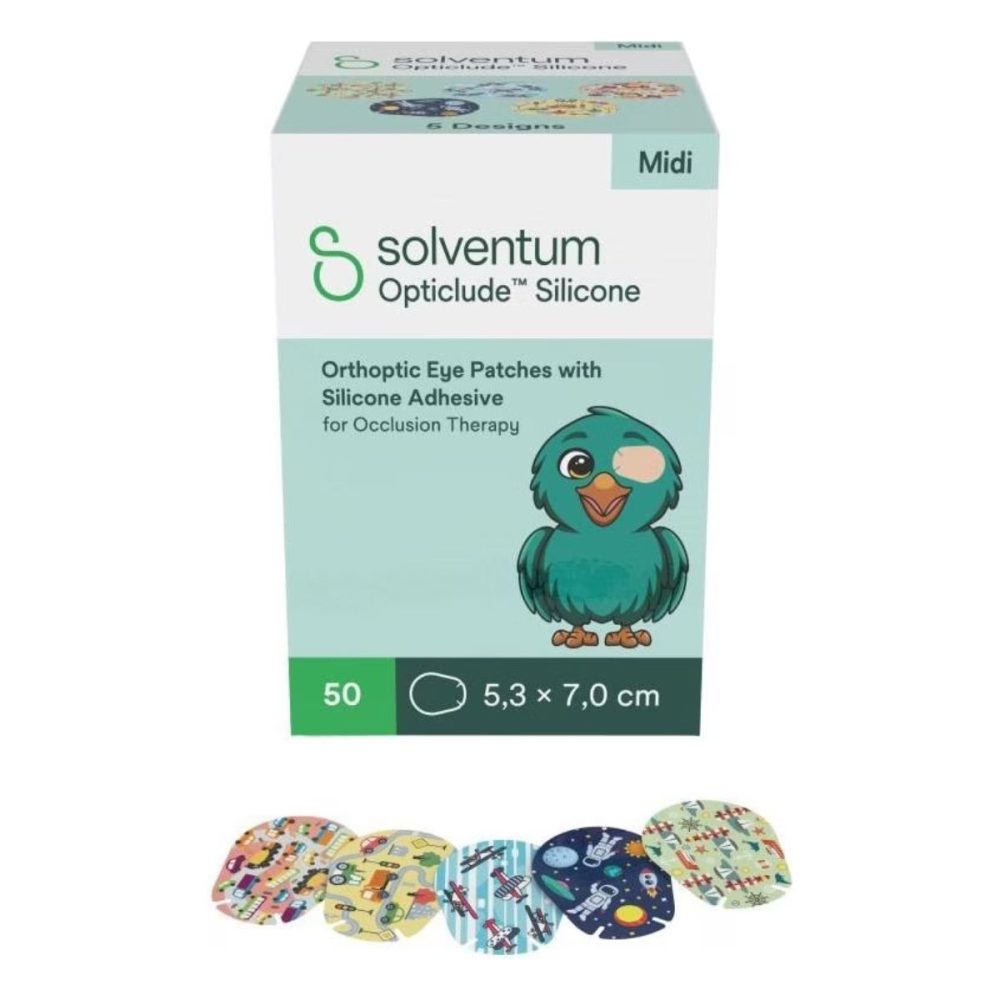 Solventum Opticlude Midi 5.3x7 cm Silicon Augenpflaster Boys 50 Stück