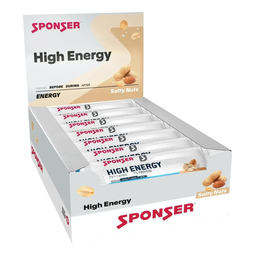 Sponser High Energy Bar Salty-nuts 30 x 45g Sportriegel Weiss, Herren, Größe: 0
