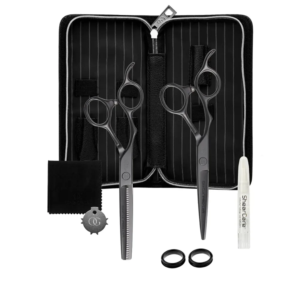 Olivia Garden SilkCut PRO Matt Black Set of 2 HS 5,75``/MS 6,0`` EUR LH