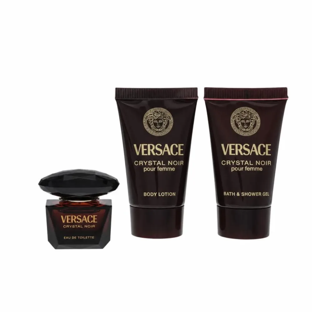 Versace Crystal Noir Gift Set -- 6 ml Mini EDT + 25 ml Shower Gel + 25 ml Body Lotion