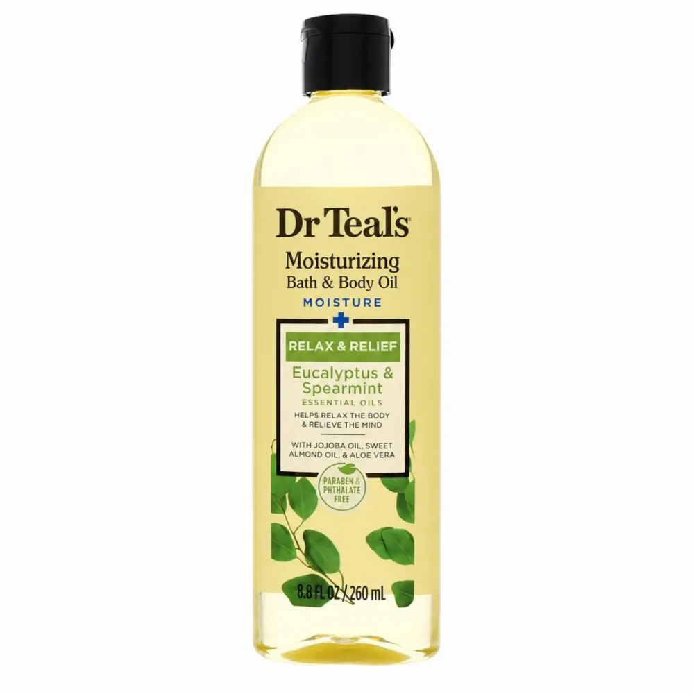 Dr Teal's Bath Additive Eucalyptus Oil Pure Epson Salt Body Oil Relax & Relief with Eucalyptus & Spearmint 260 ml