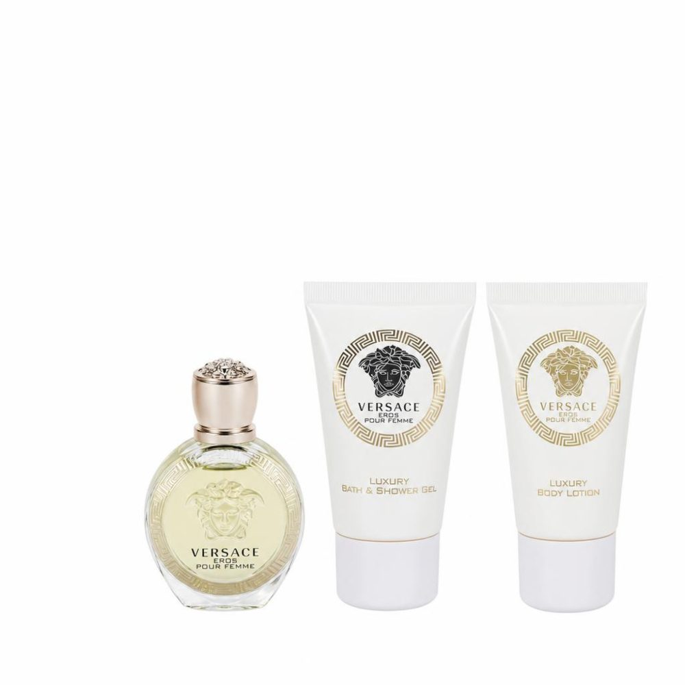 Versace Eros Gift Set -- 6 ml Mini EDP + 25 ml Shower Gel + 25 ml Body Lotion