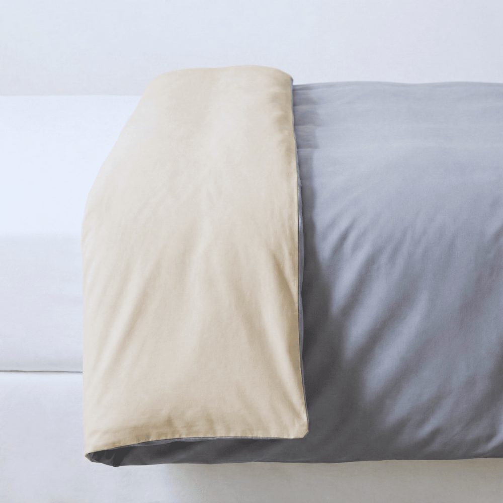 Duvetbezug aus Perkal – 240x260cm – Grau & Beige – mit Reißverschluss