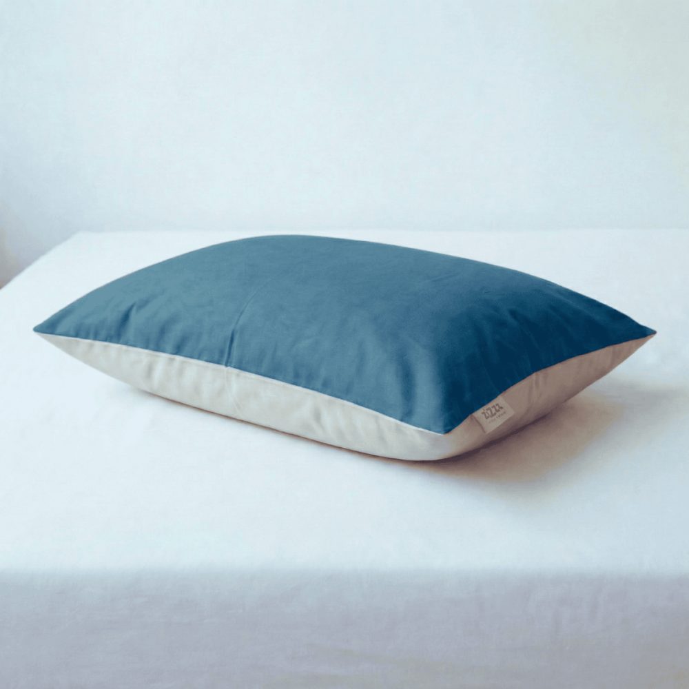 Perkal Kissenbezug – 65x65cm – Blaugrün & Beige