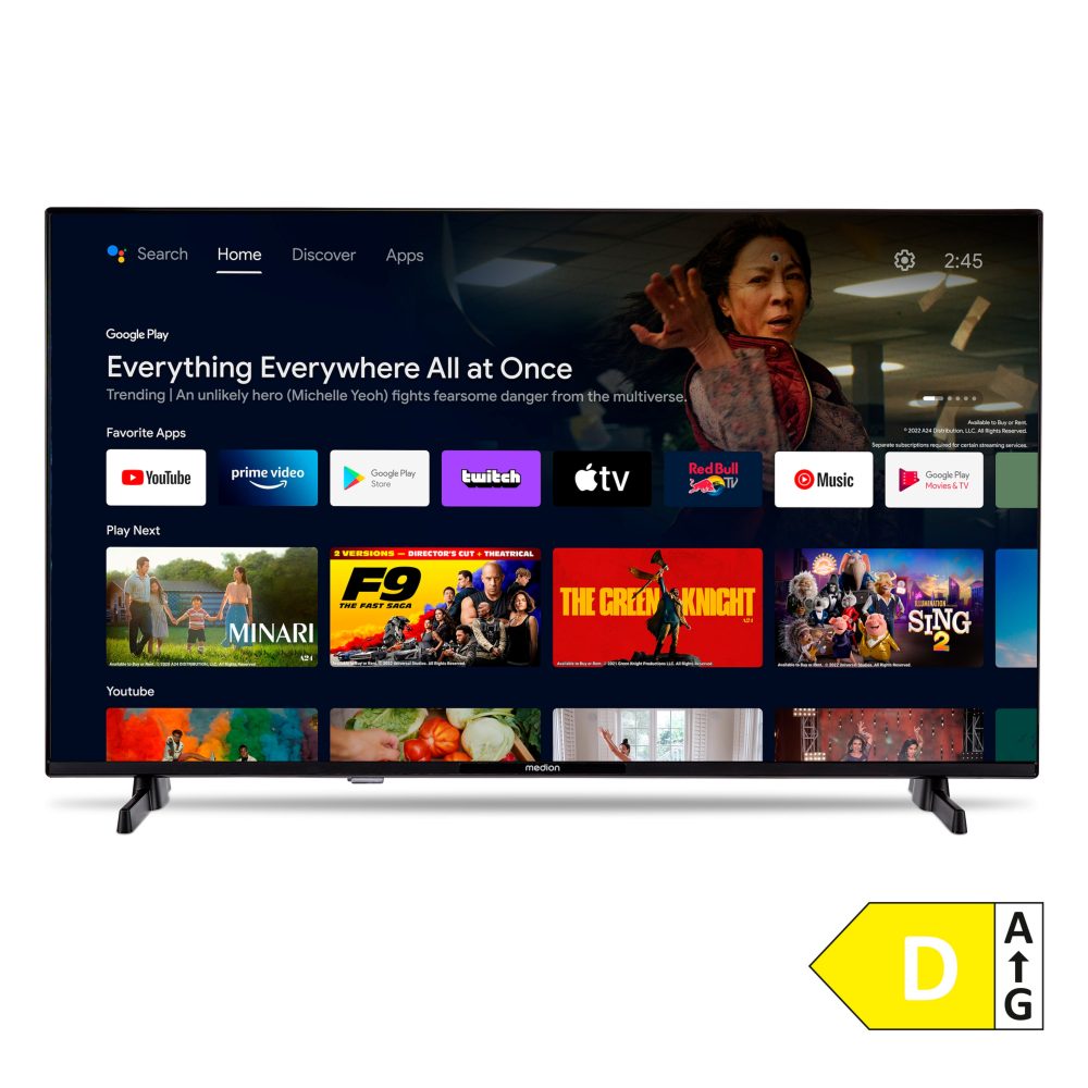 MEDION LIFE MD 832100 Android TV (2026), 80 cm (32''), Full HD Display, HDR, PVR ready, Bluetooth®, Netflix, Amazon Prime Video