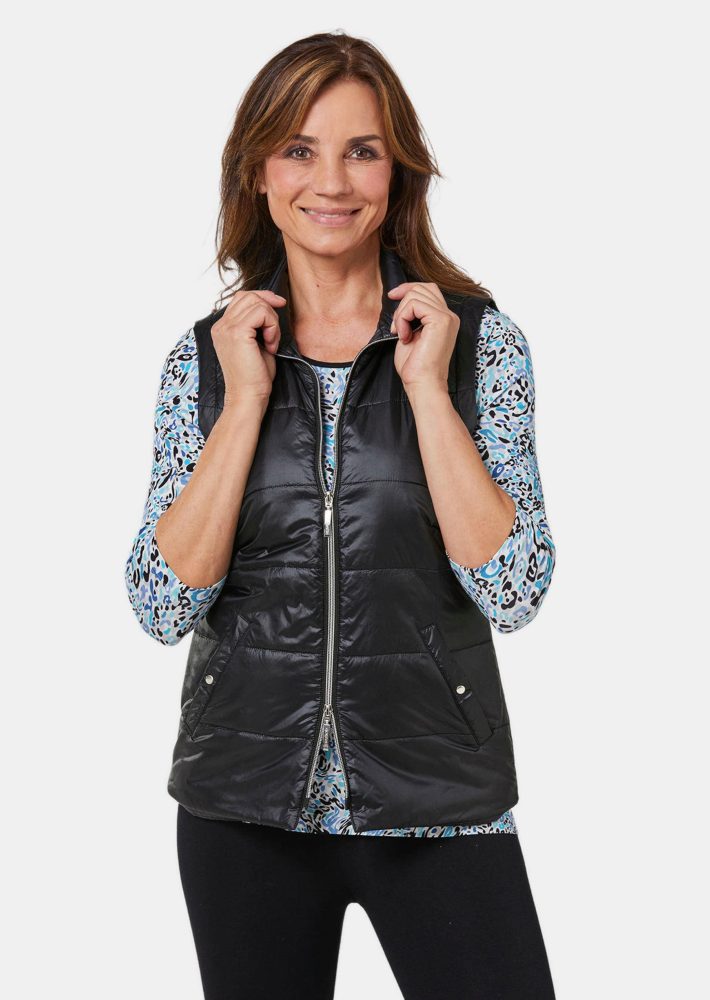 Leichte Steppweste mit Stehkragen - schwarz - Gr. 24 von Goldner Fashion