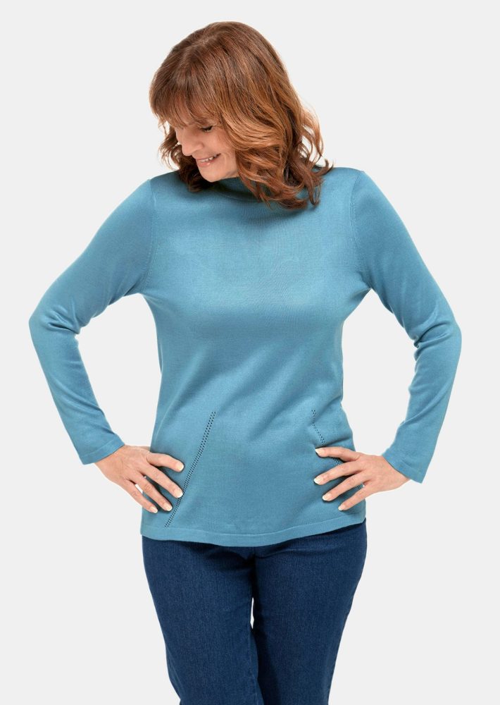 Unkomplizierter Stehbundpullover - türkis - Gr. 20 von Goldner Fashion