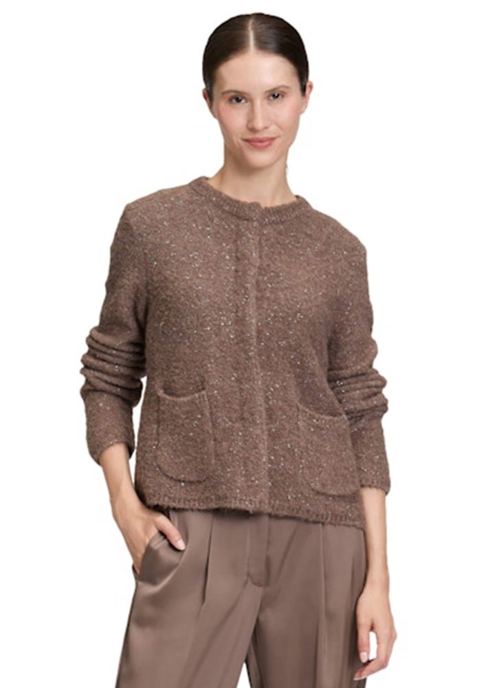 Flauschiger Cardigan mit Glitzergarn - méliert - Gr. 40 von Goldner Fashion