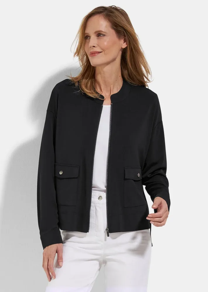 Blouson aus weichem Jersey mit Tunnelzug - schwarz - Gr. 42 von Goldner Fashion