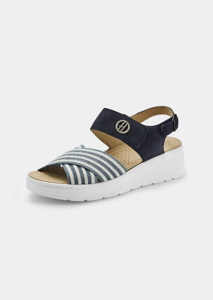 Sandale mit weichen Stretchbändern - marine - Gr. 36 von Goldner Fashion