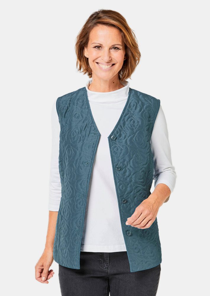 Leichte Weste mit einzigartigem Steppmuster - smaragd - Gr. 42 von Goldner Fashion