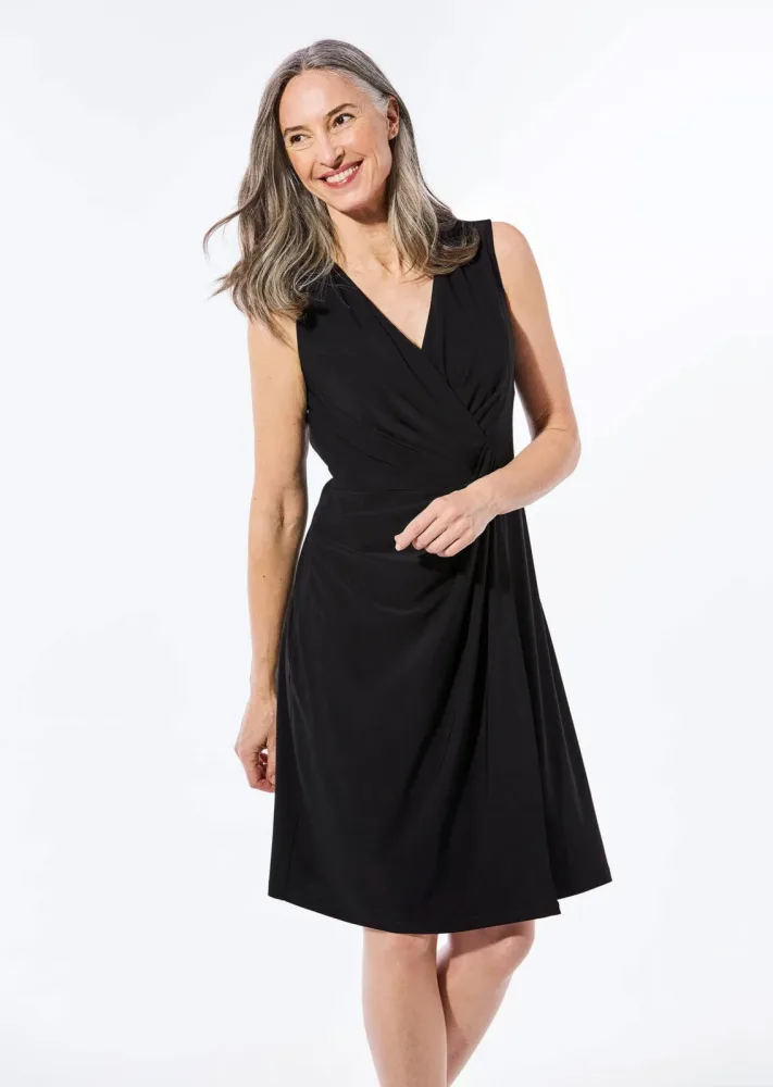 Elegantes Wickelkleid in Slinky-Qualität - schwarz - Gr. 20 von Goldner Fashion