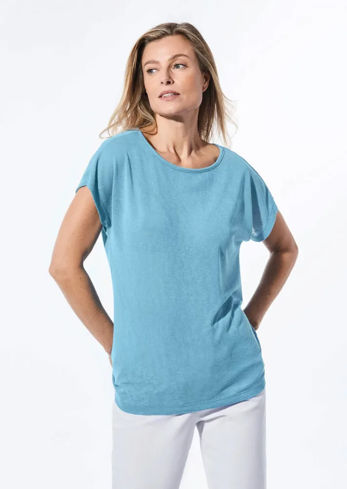 Shirt in Leinenoptik - hellblau - Gr. 46 von Goldner Fashion