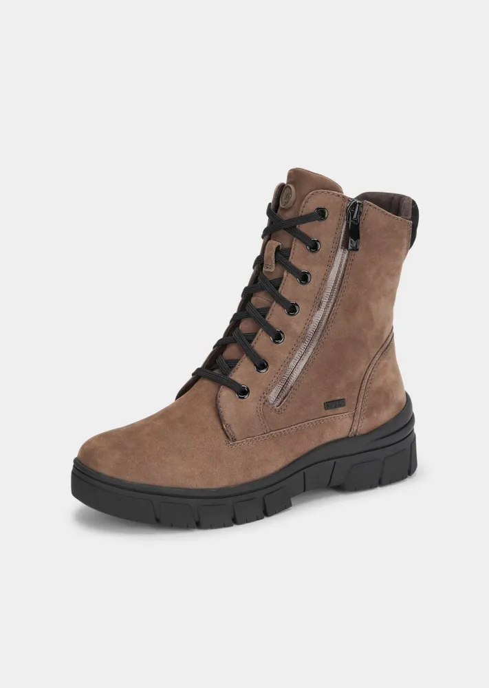 Halbstiefel mit Schnürung und Reissverschluss - taupe - Gr. 36 von Goldner Fashion