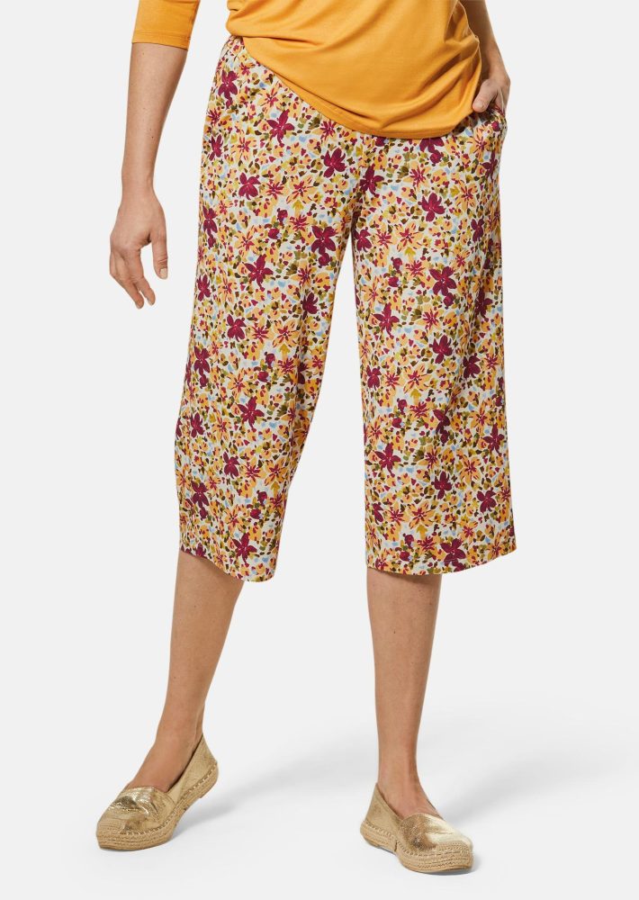 Druckhose - bunt / geblümt - Gr. 19 von Goldner Fashion
