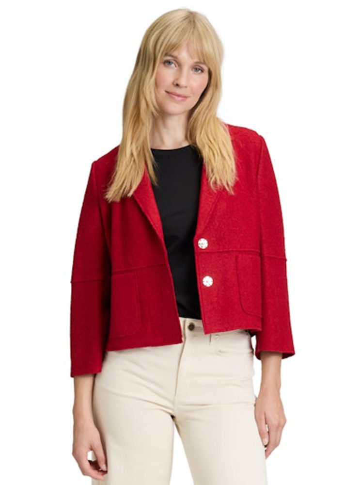 Blazer aus Wollwalk und Viskose - rot - Gr. 40 von Goldner Fashion