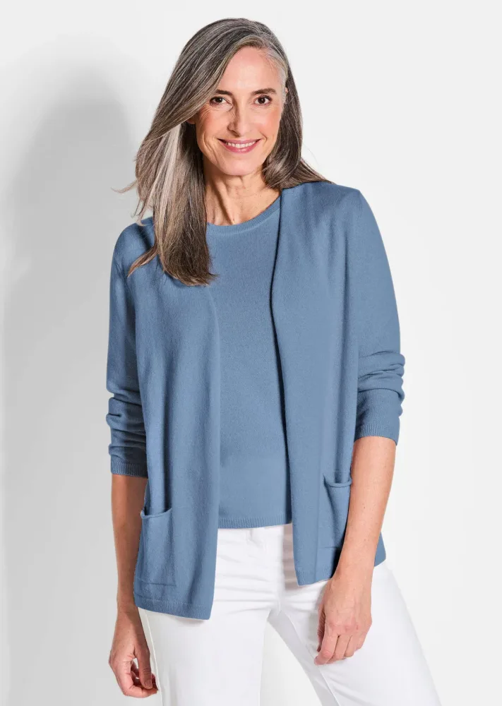 Kaschmir-Longstrickjacke - blau - Gr. 48 von Goldner Fashion