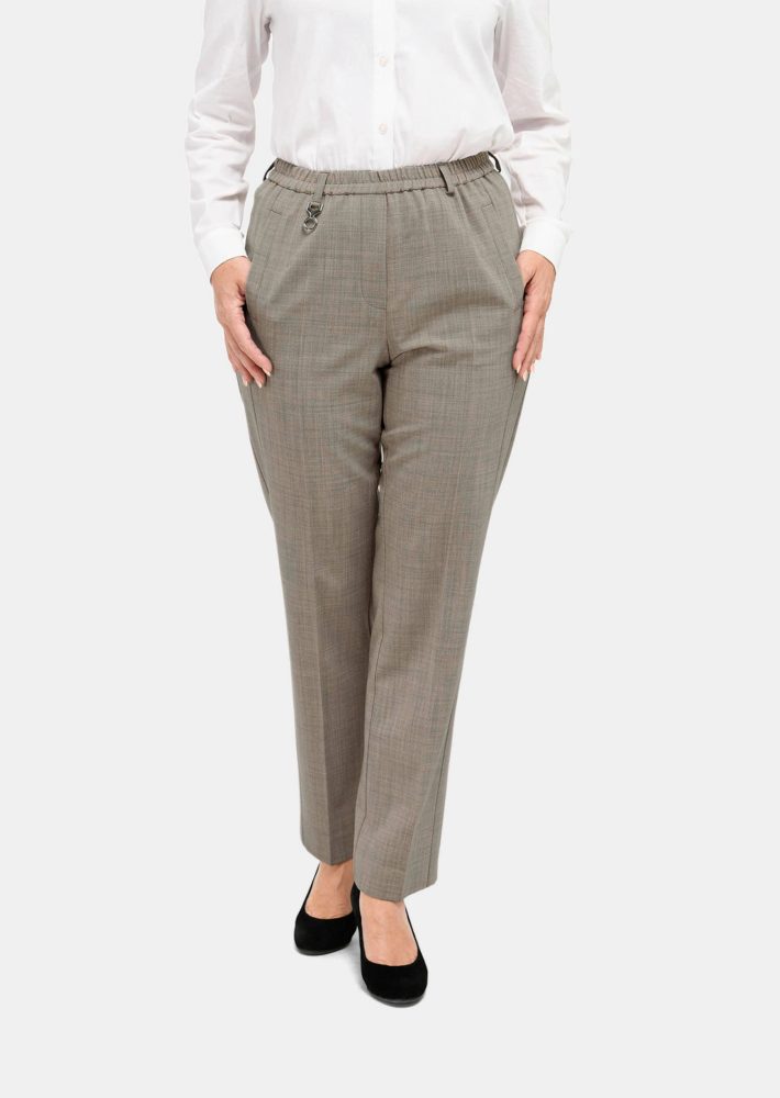 Trevira-Schlupfhose CARLA mit Schurwolle - taupe / méliert - Gr. 19 von Goldner Fashion