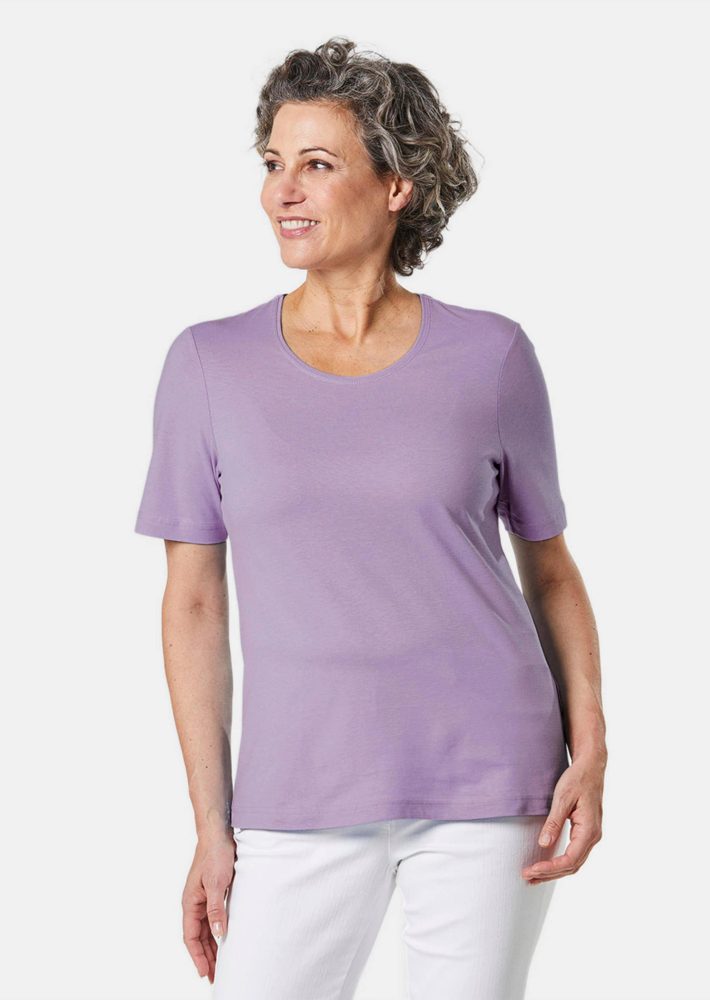 Basic T-Shirt aus reiner Baumwolle - flieder - Gr. 20 von Goldner Fashion