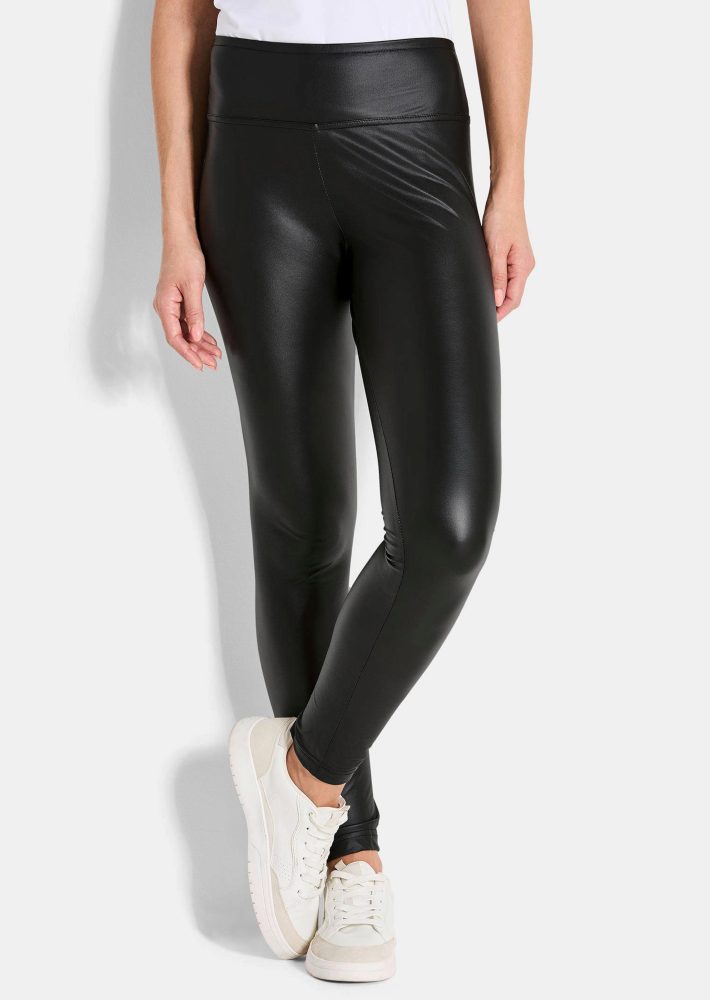 Leggings in Leder-Optik - schwarz - Gr. 48 von Goldner Fashion