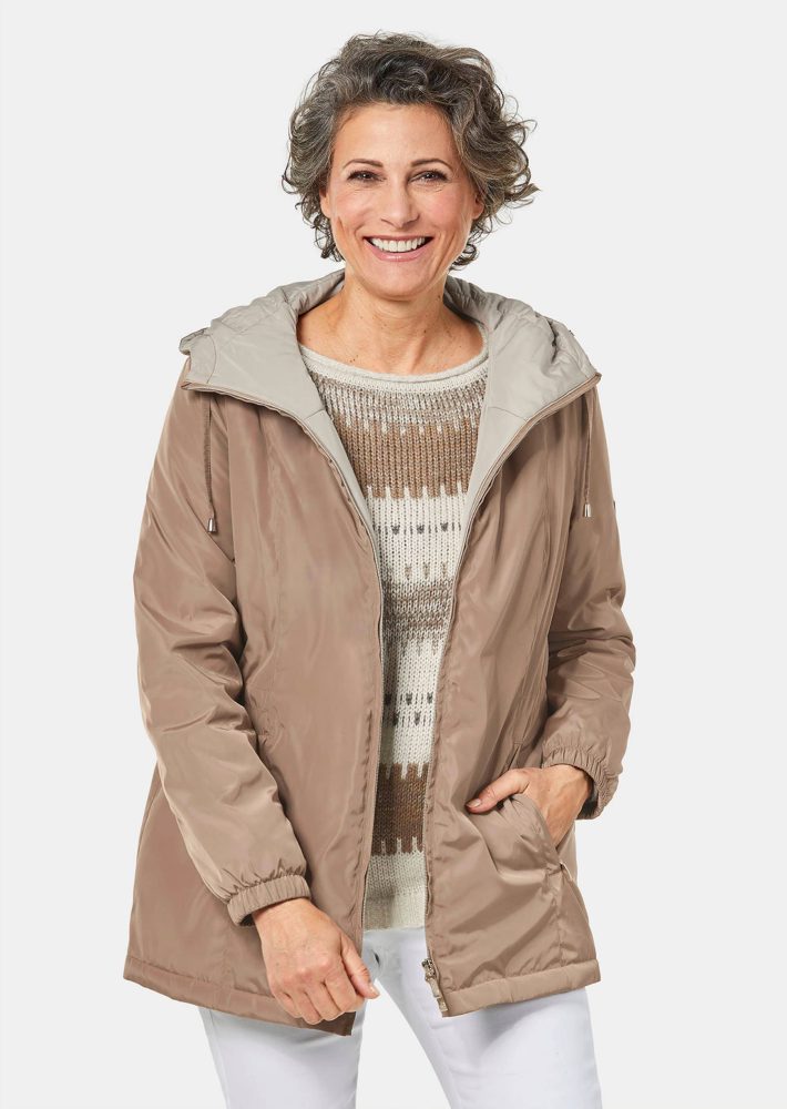 Jacke mit Kapuze - taupe - Gr. 40 von Goldner Fashion
