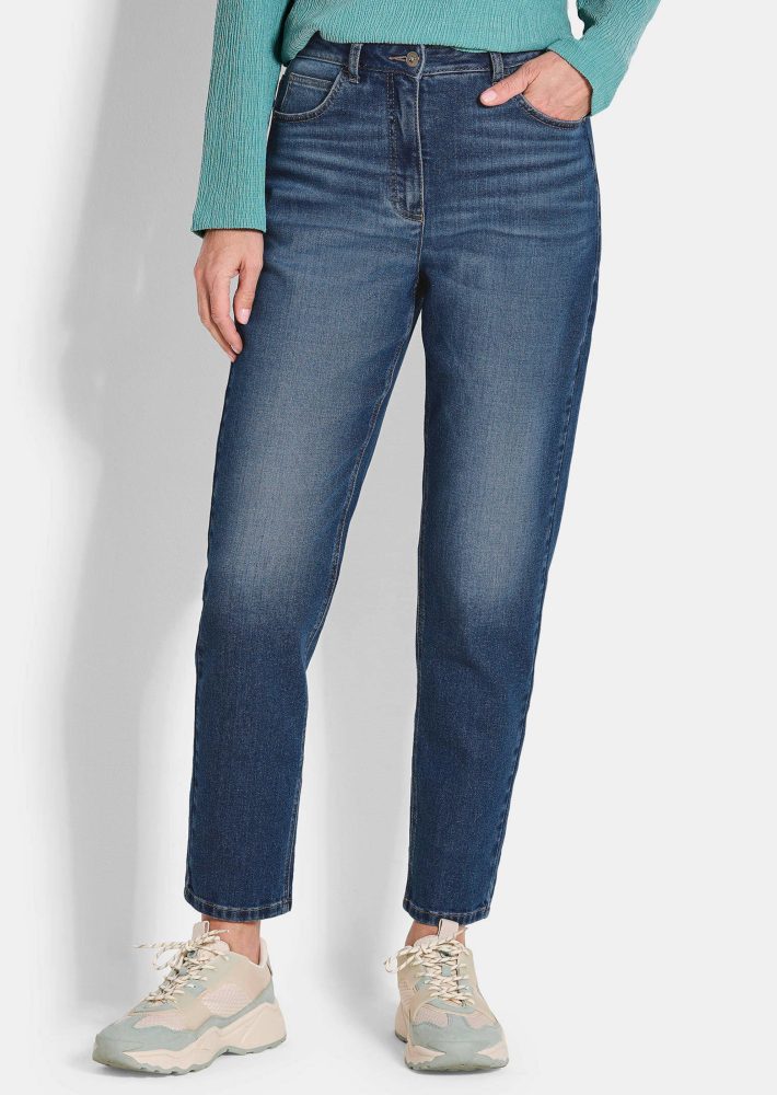 Mom Jeans SARA aus Baumwoll-Stretch - blau - Gr. 19 von Goldner Fashion
